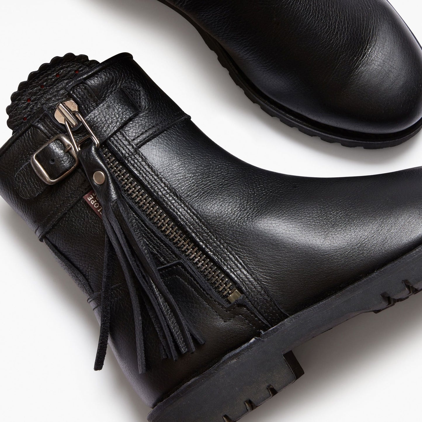 Cropped Leather Tassel Boot