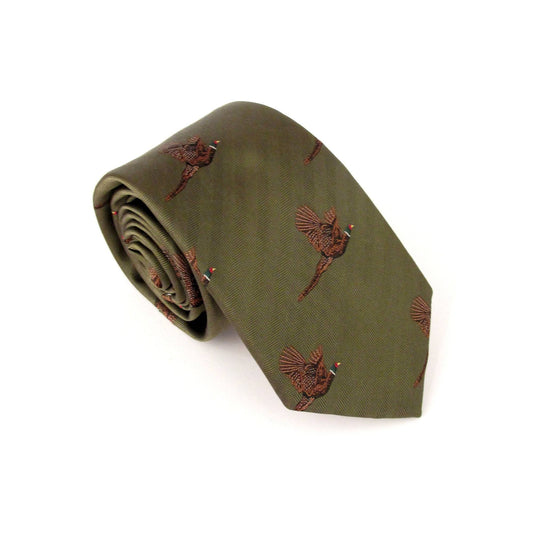 Flying Pheasant Silk Tie