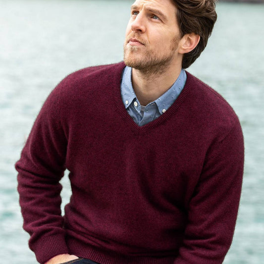 Possum Merino Oxford Vee Neck Knit