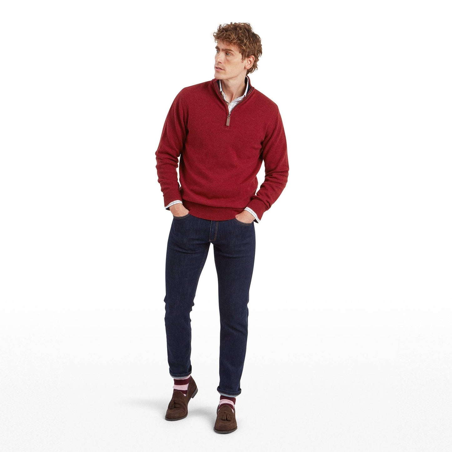 Lewis Lambswool Quarter Zip Jumper