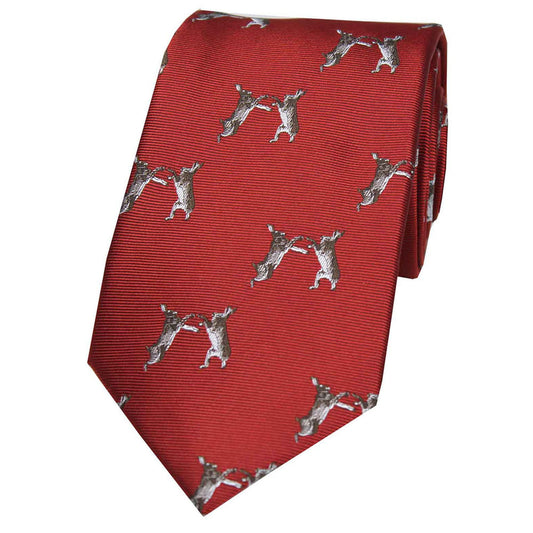 Boxing Hares Country Silk Tie