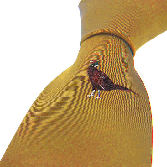 Single Motif Standing Pheasant Tie