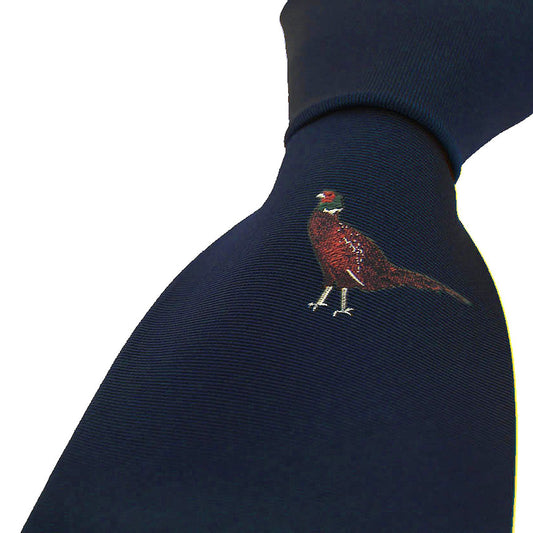 Single Motif Standing Pheasant Tie