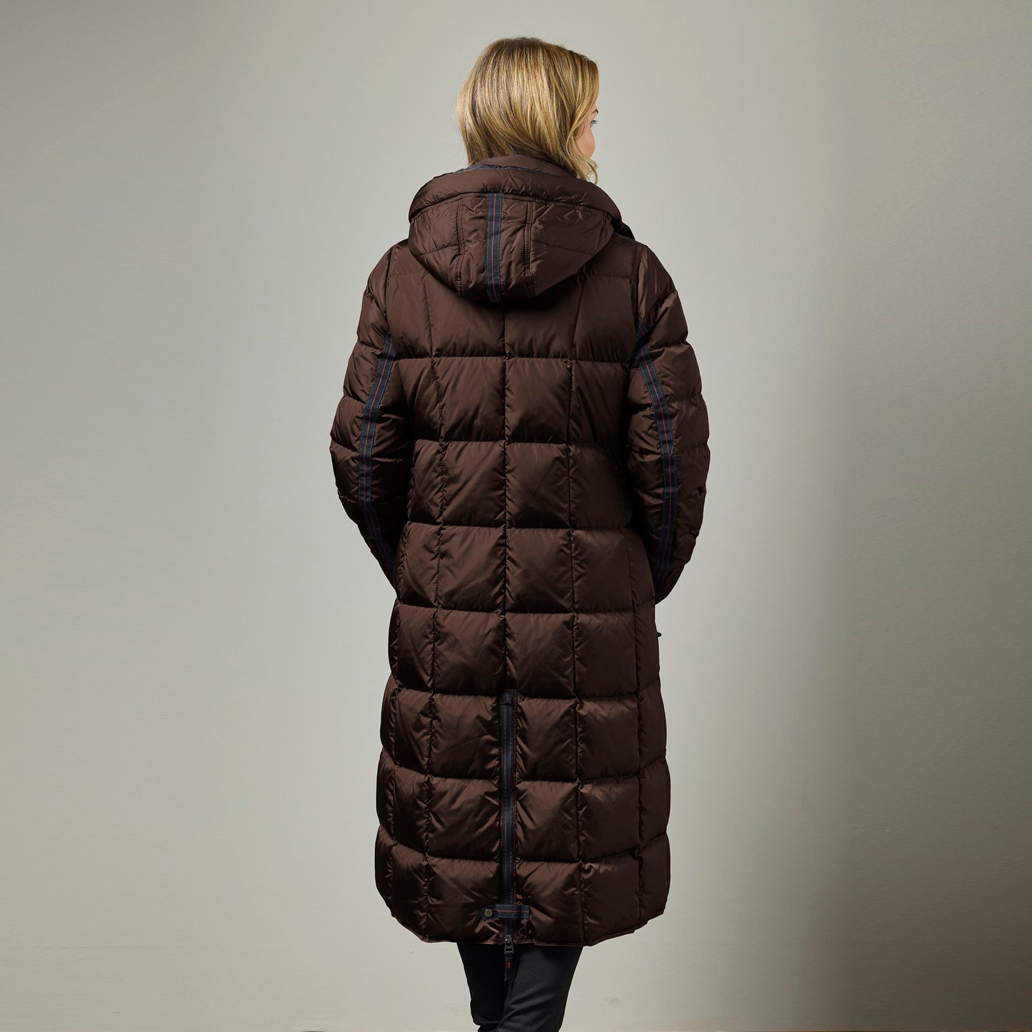 Celine Long Down Baffle with Fur Hood