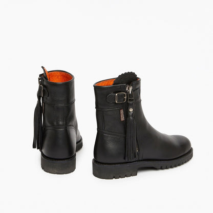 Cropped Leather Tassel Boot