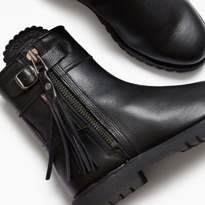 Cropped Leather Tassel Boot