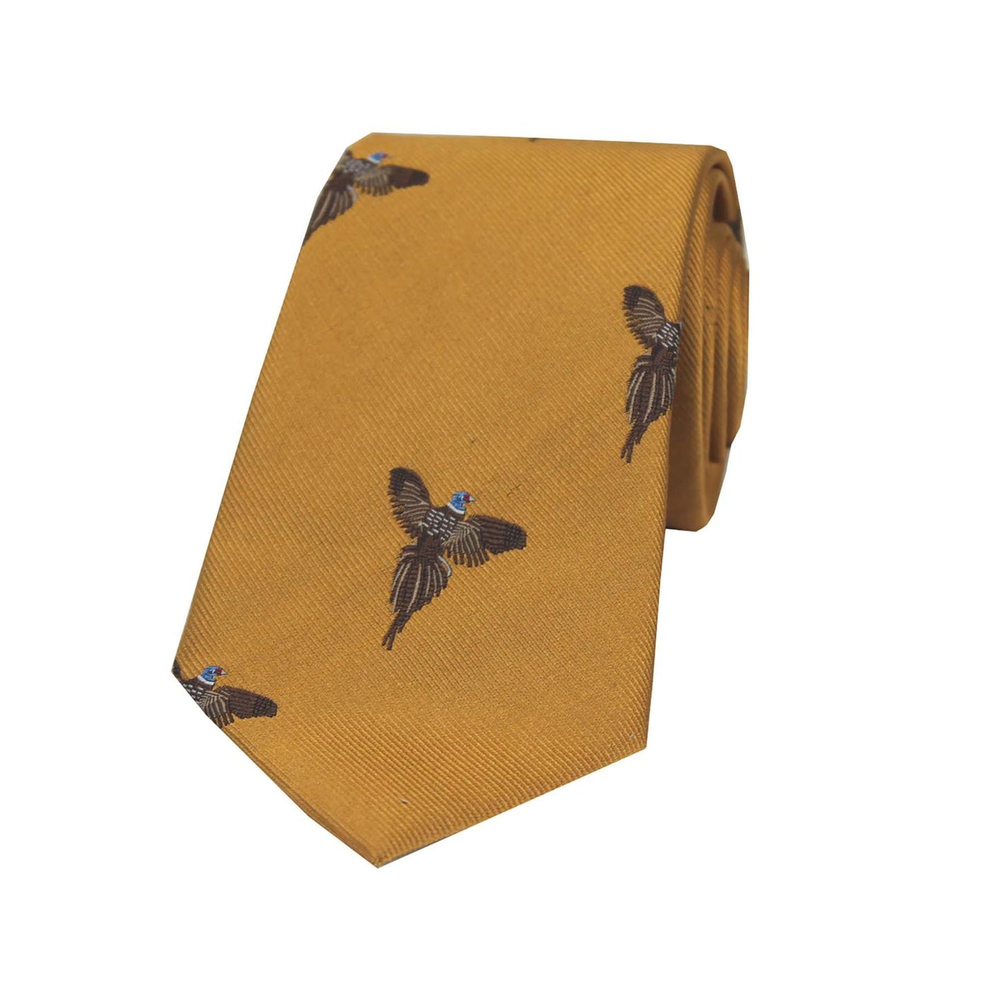 Flying Pheasant Woven Silk Tie