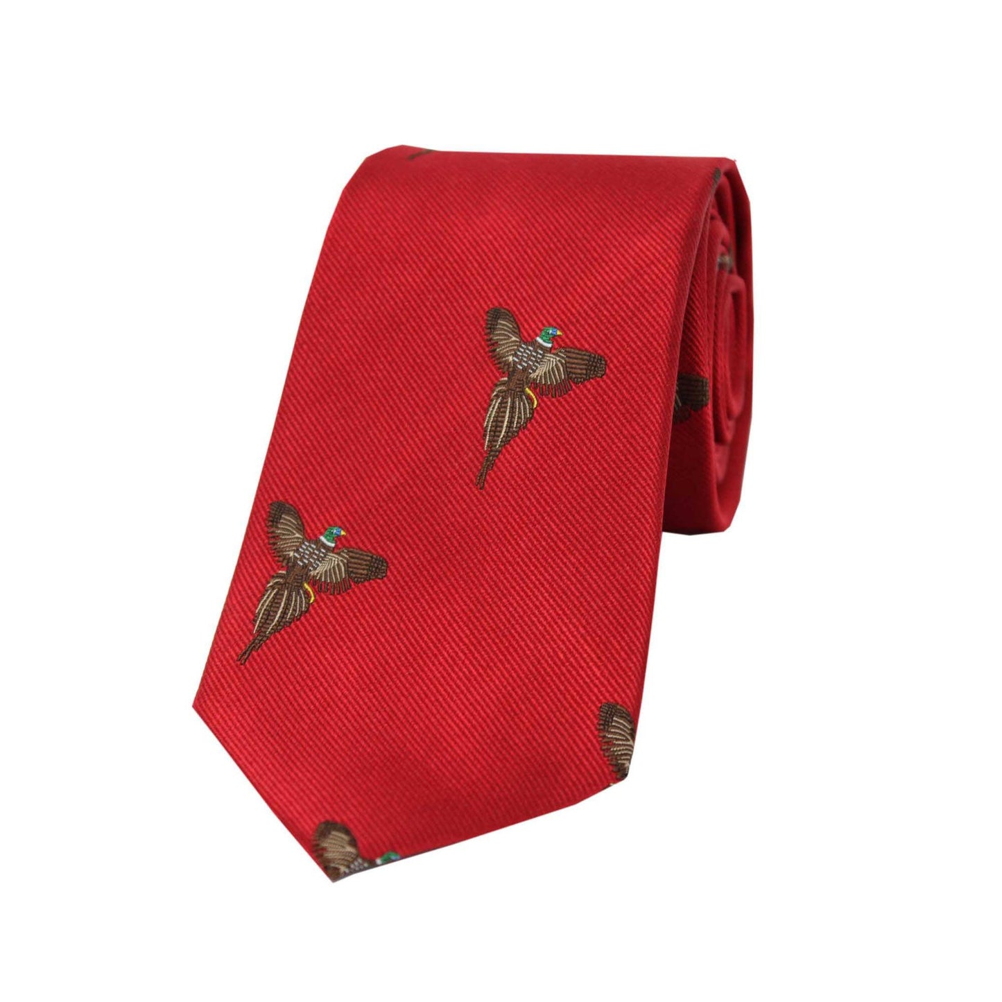 Flying Pheasant Woven Silk Tie