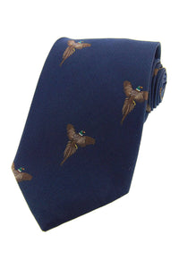 Flying Pheasant Woven Silk Tie