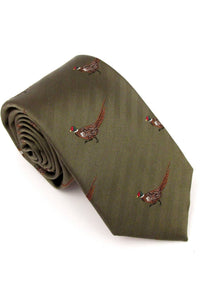 Standing Pheasant Silk Tie