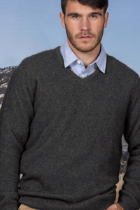 Possum Merino Oxford Vee Neck Knit