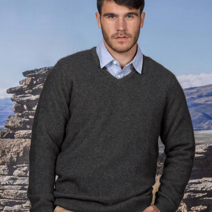 Possum Merino Oxford Vee Neck Knit