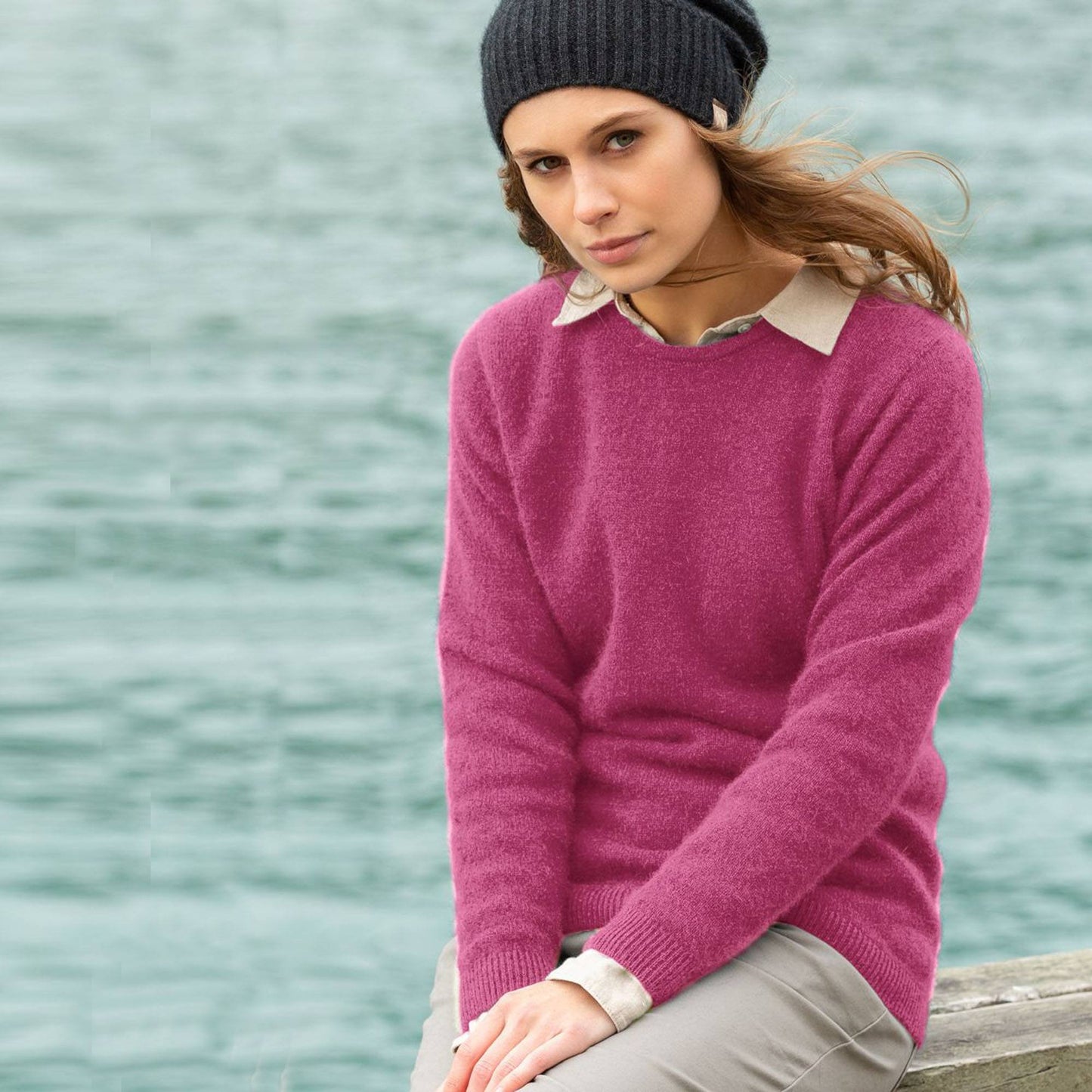 Possum Merino Plain Crew Knit