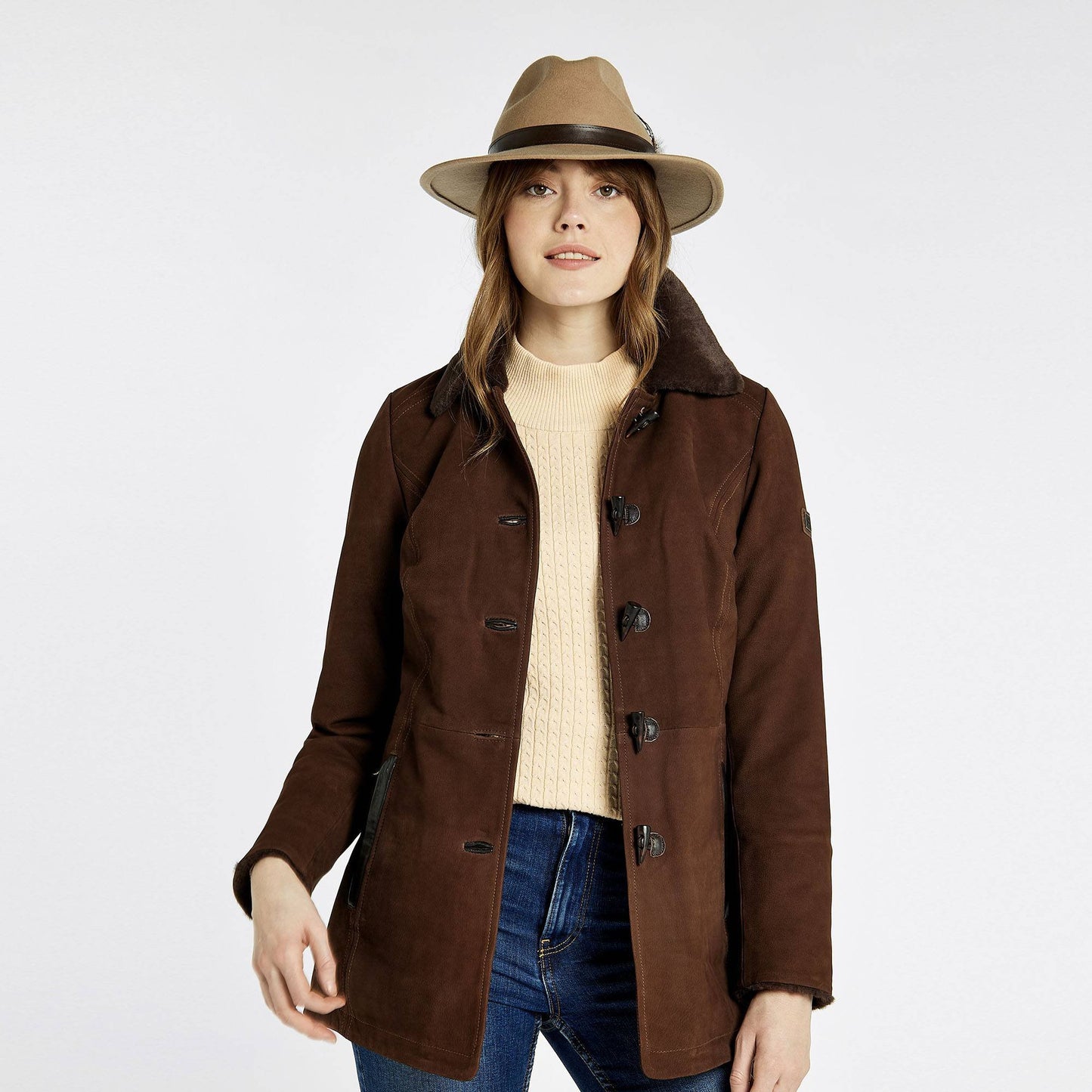 Clarke Sherpa Lined Leather Coat