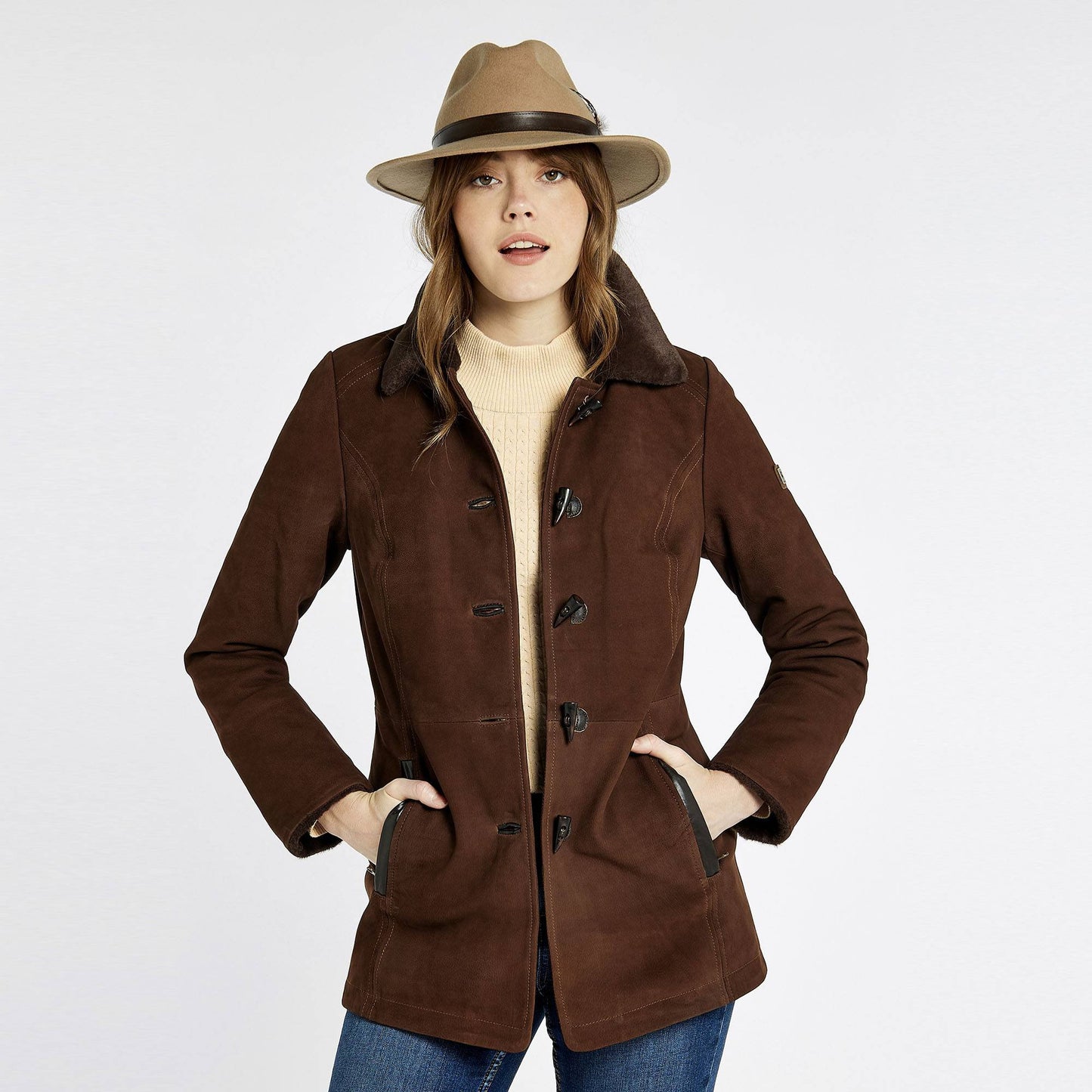 Clarke Sherpa Lined Leather Coat