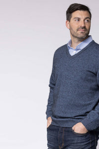 Possum Merino Oxford Vee Neck Knit