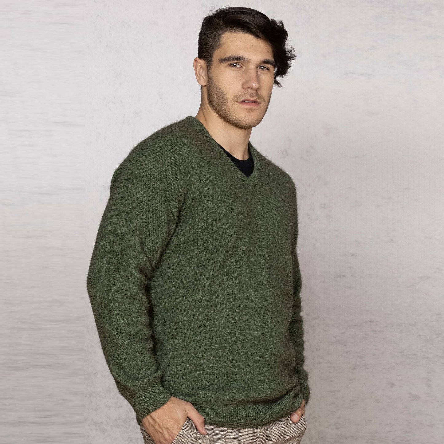 Possum Merino Oxford Vee Neck Knit