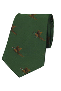 Flying Pheasant Woven Silk Tie