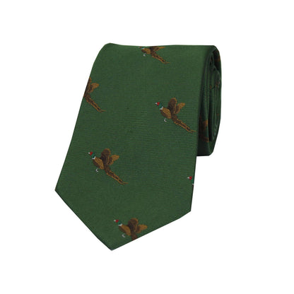 Flying Pheasant Woven Silk Tie