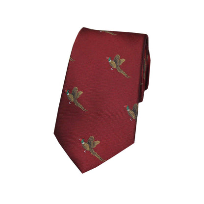 Flying Pheasant Woven Silk Tie