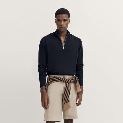 Cotton Zip Neck Knit