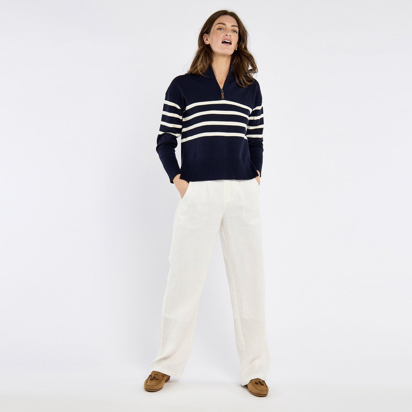 Fonthill Striped Zip Neck Knit
