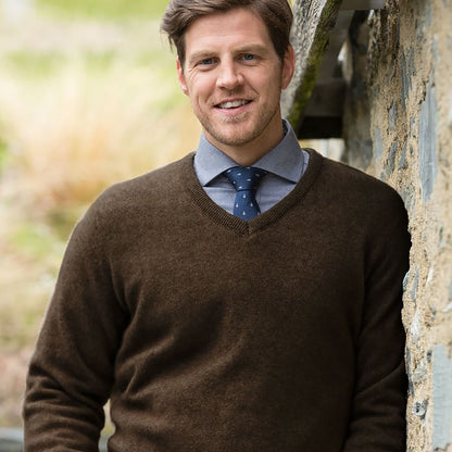 Possum Merino Oxford Vee Neck Knit
