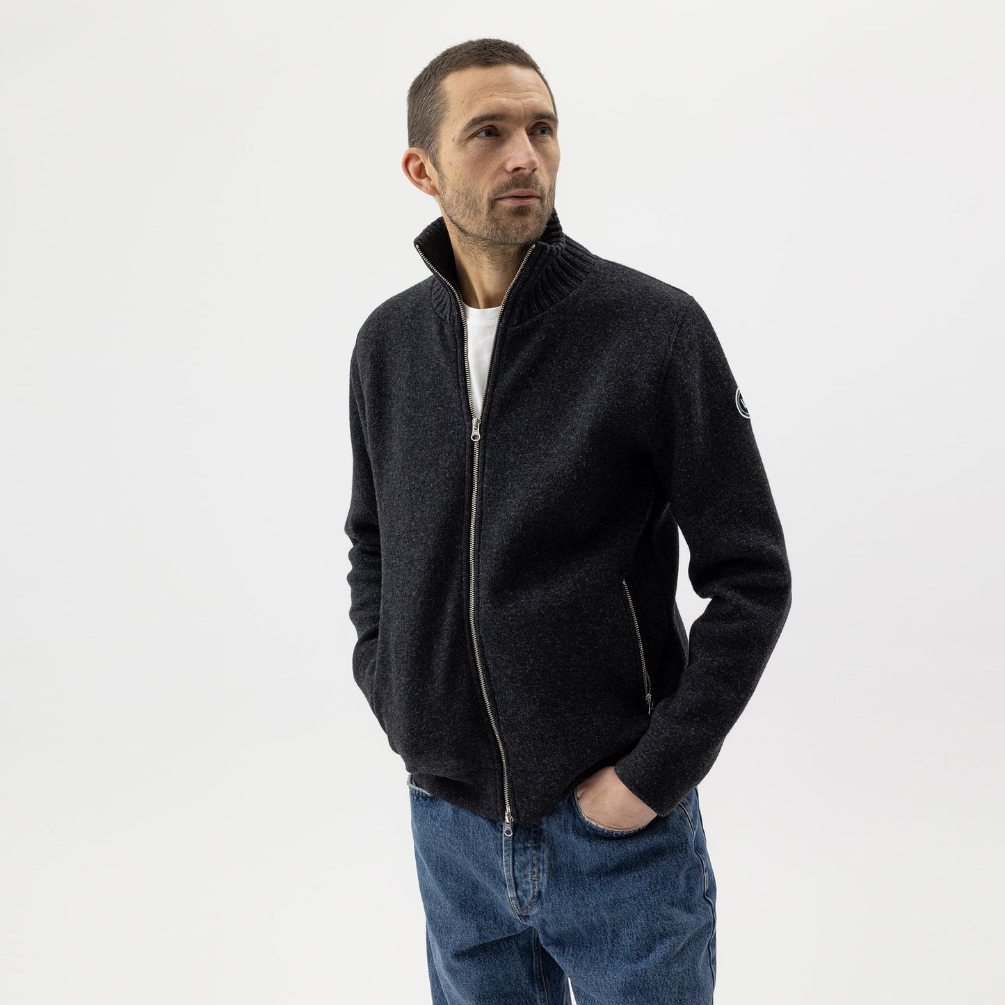 Mans Windproof Full Zip Knit