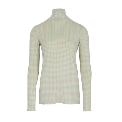 Silky Check Roll Neck