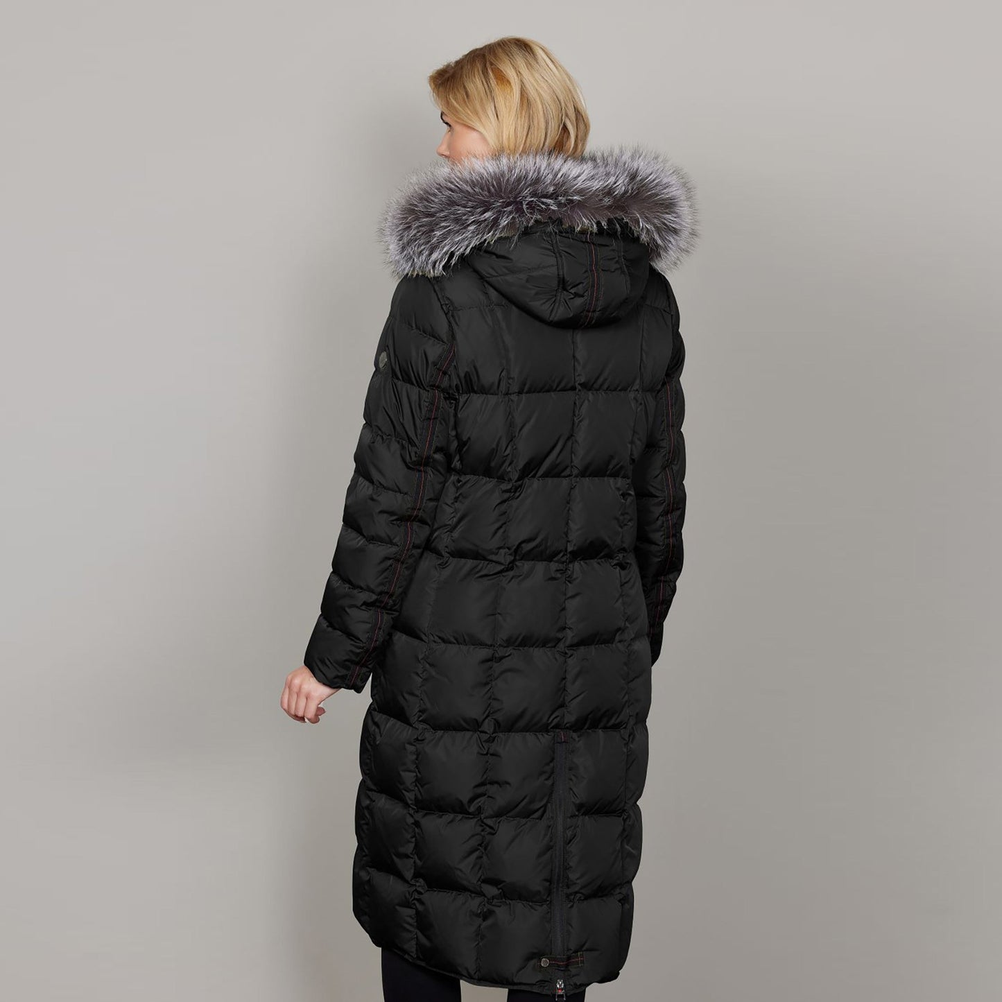 Celine Long Down Baffle with Fur Hood