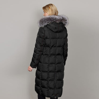 Celine Long Down Baffle with Fur Hood