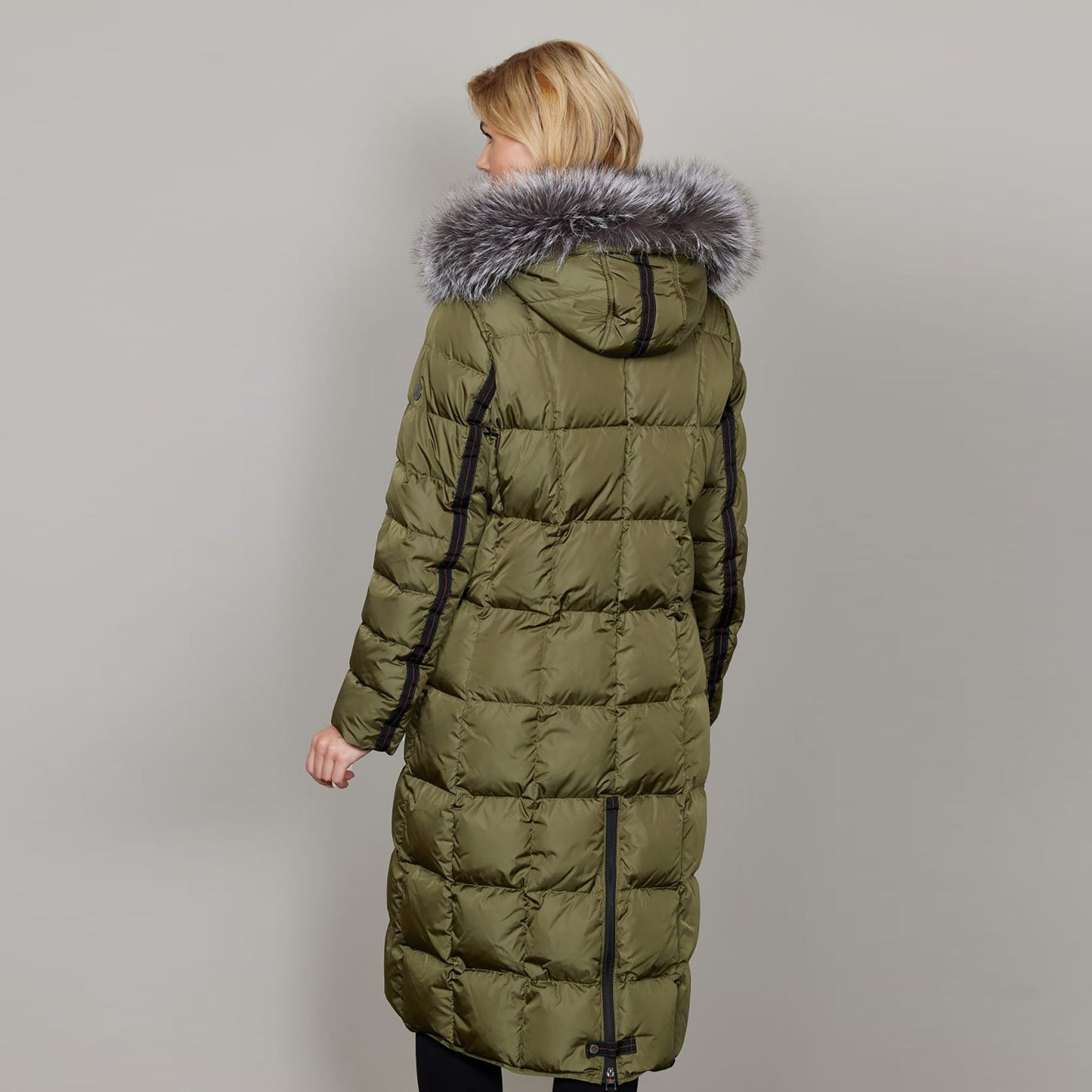 Celine Long Down Baffle with Fur Hood