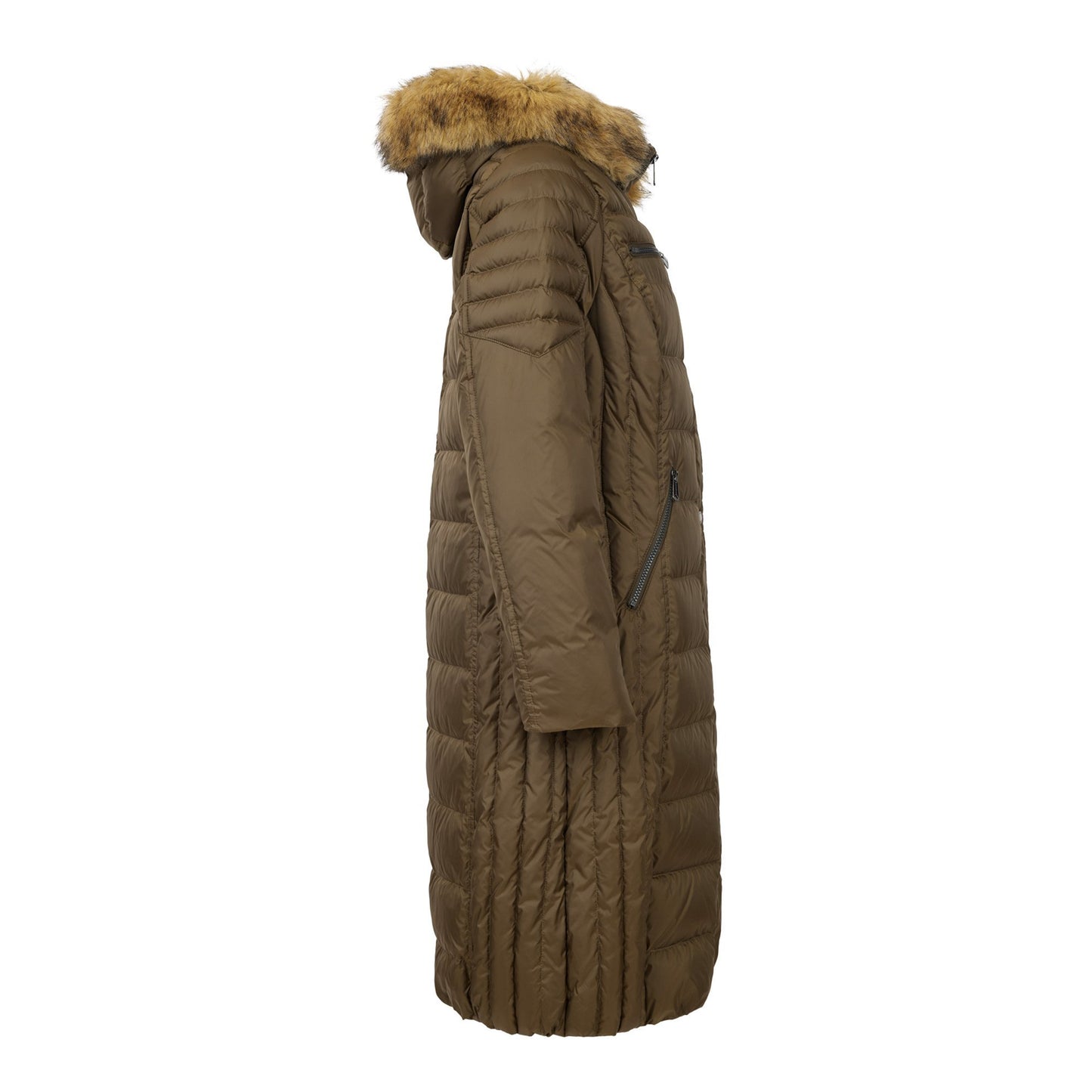 Long Down Baffle Real Fur Hood