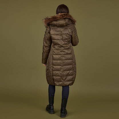 Long Down Baffle Real Fur Hood