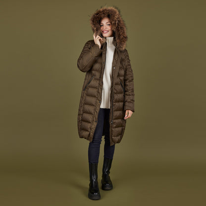 Long Down Baffle Real Fur Hood