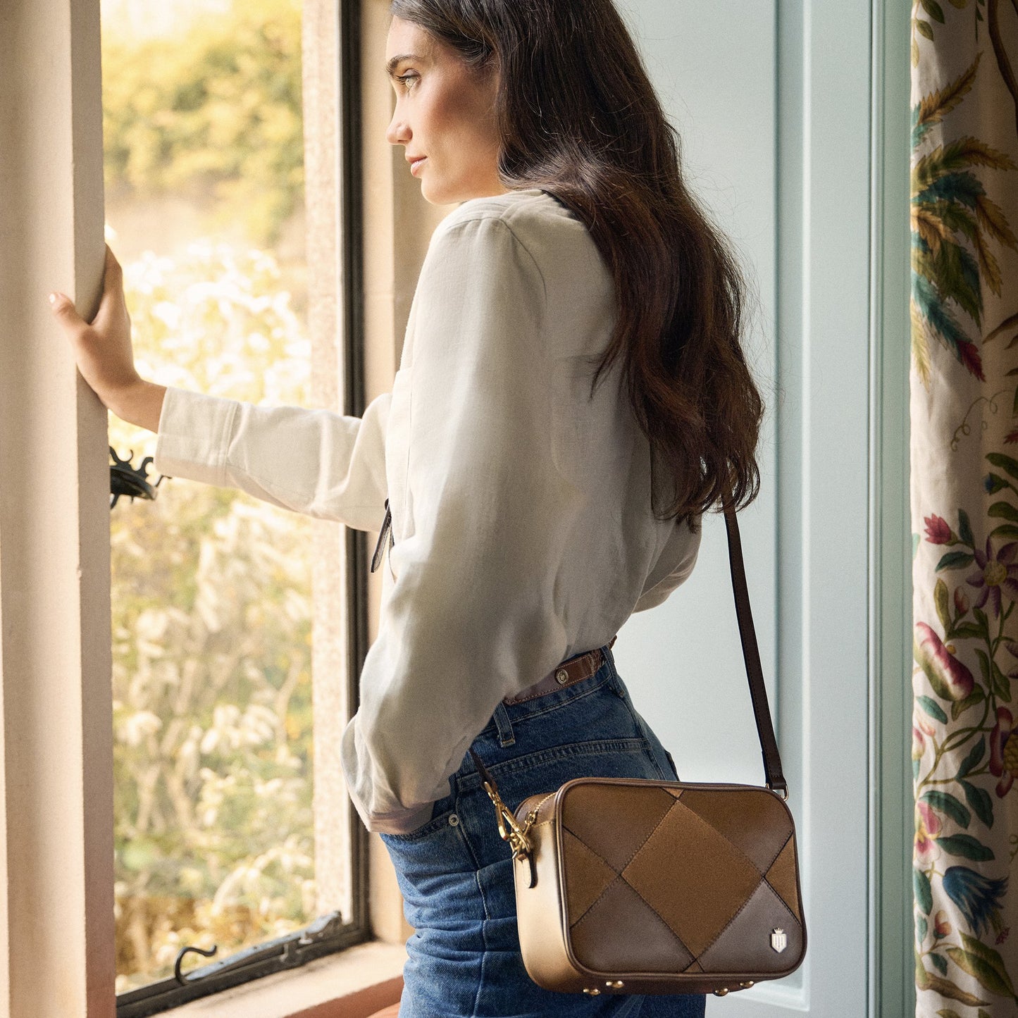 Finsbury Cross Body Bag Harlequin Suede