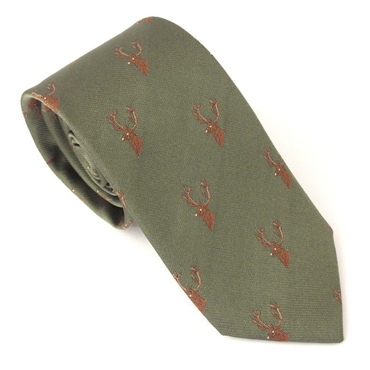 Stag Head Silk Tie