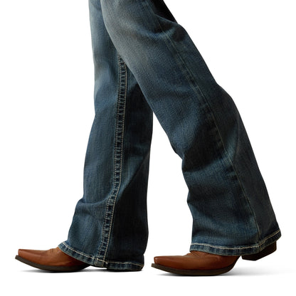 Mid Rise Whipstitch Boot Cut Jeans