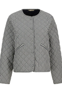 Cashel Check Collarless Quilted Jacket
