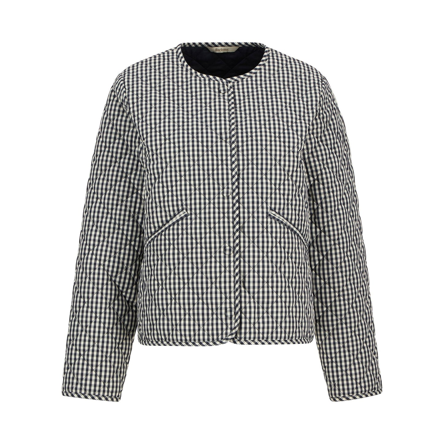 Cashel Check Collarless Quilted Jacket