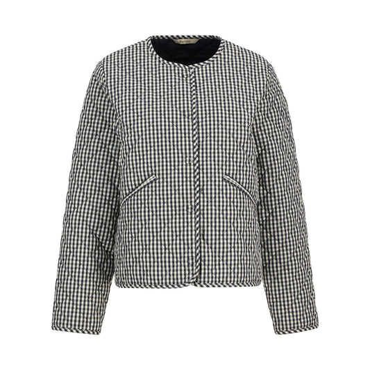 Cashel Check Collarless Quilted Jacket
