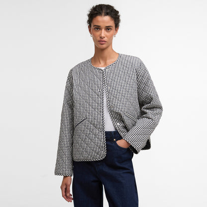Cashel Check Collarless Quilted Jacket
