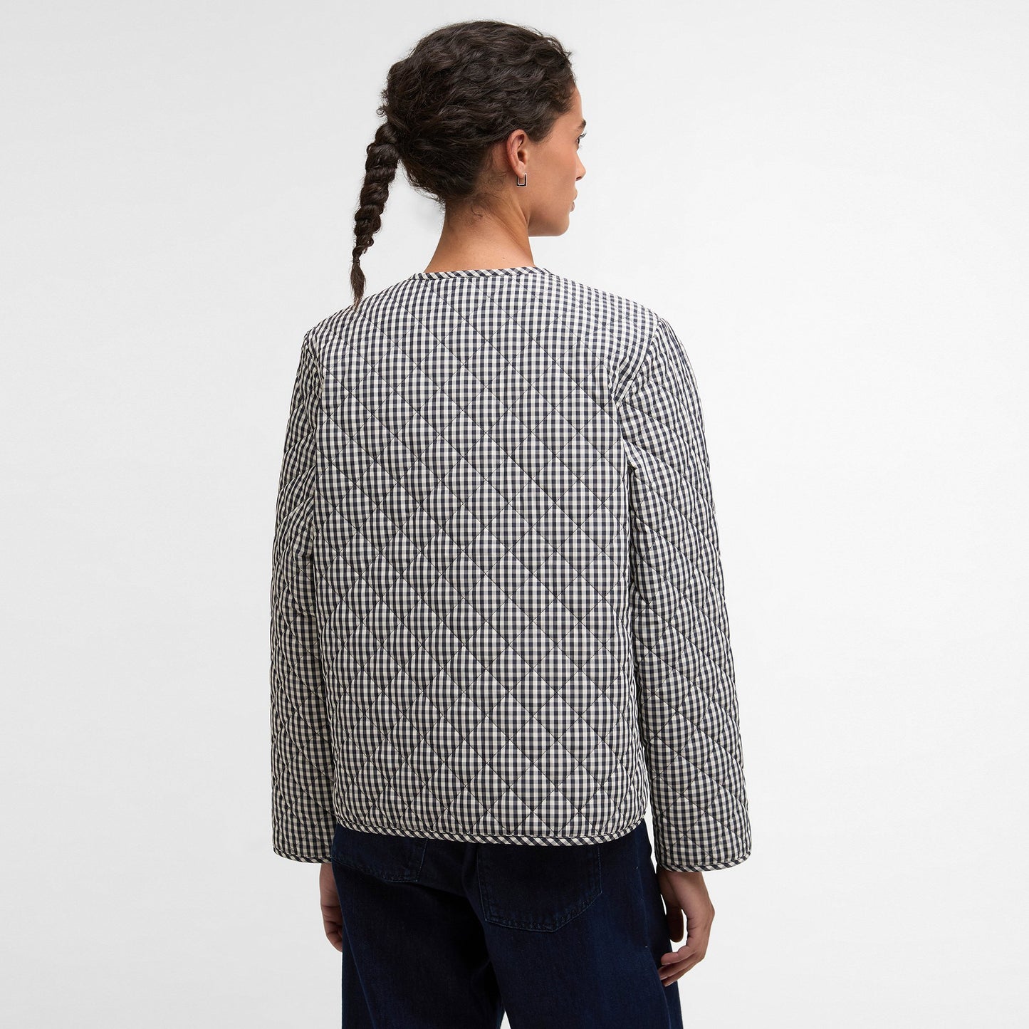Cashel Check Collarless Quilted Jacket
