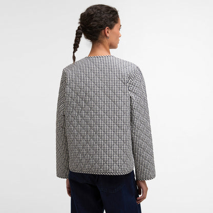 Cashel Check Collarless Quilted Jacket