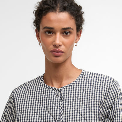 Cashel Check Collarless Quilted Jacket