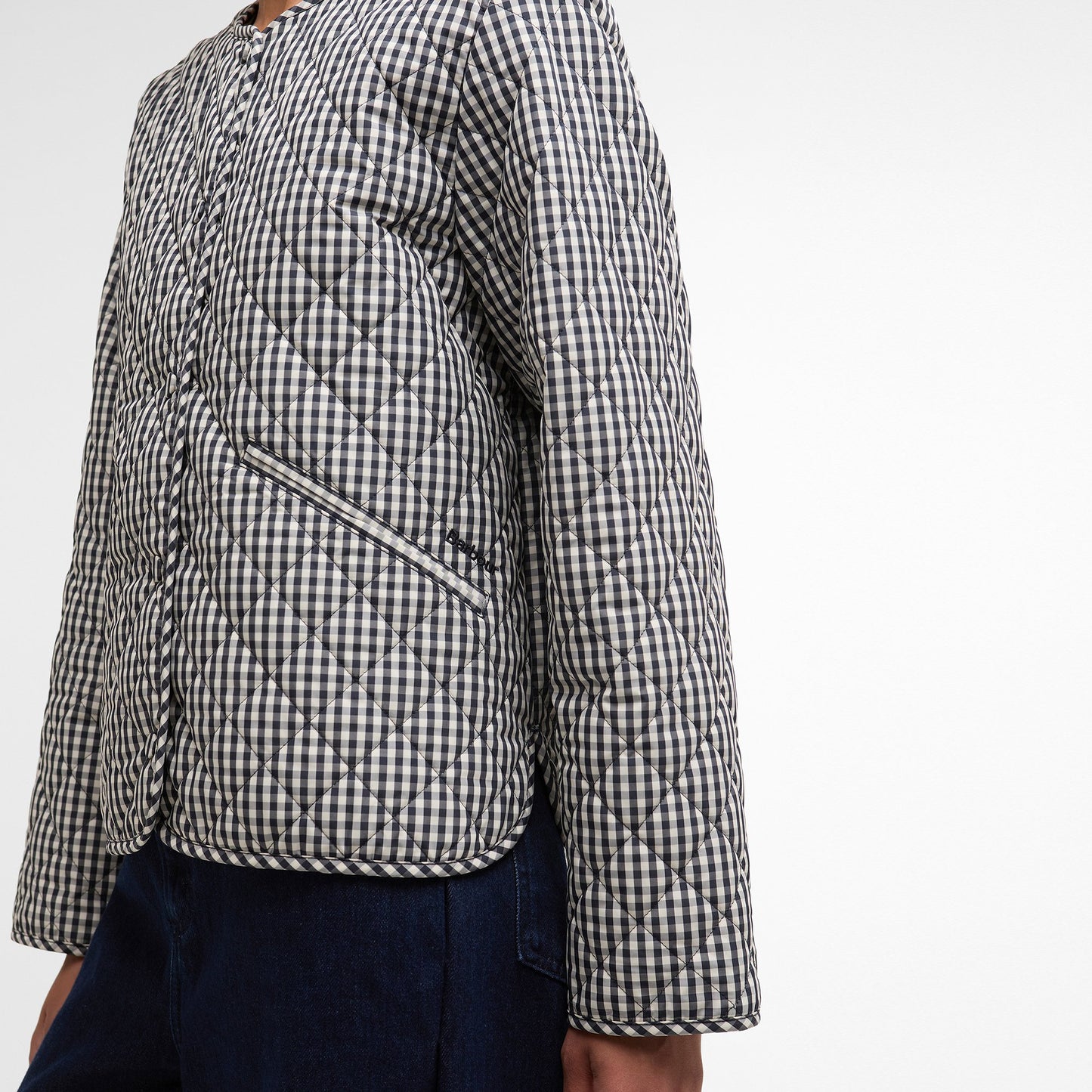 Cashel Check Collarless Quilted Jacket