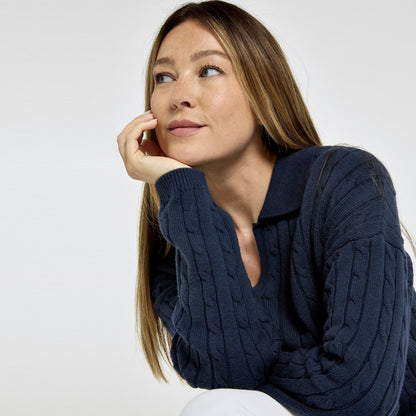 Brownville Cable Knit Polo Jumper