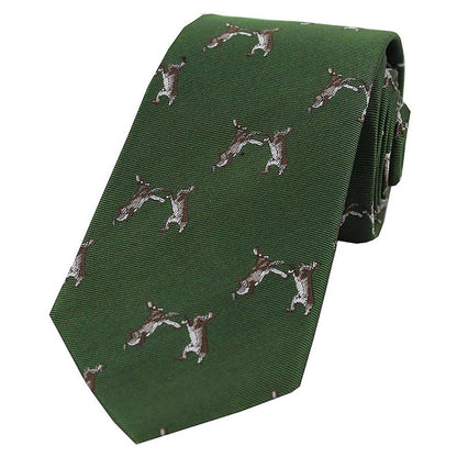 Boxing Hares Country Silk Tie