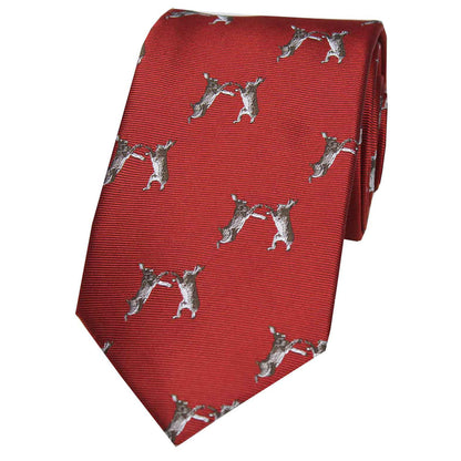 Boxing Hares Country Silk Tie