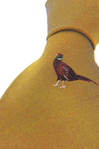Single Motif Standing Pheasant Tie